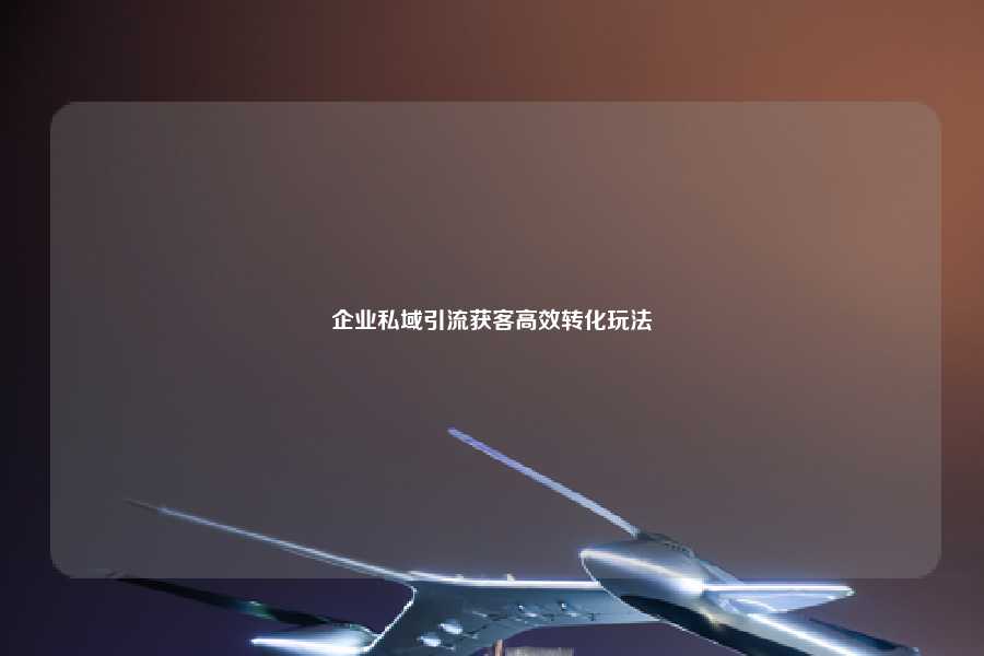 企业私域引流获客高效转化玩法