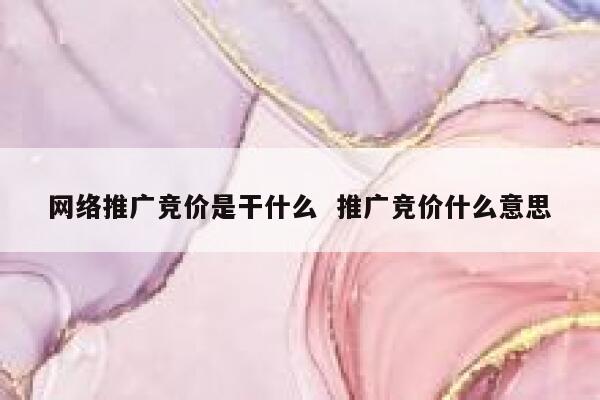 网络推广竞价是干什么  推广竞价什么意思