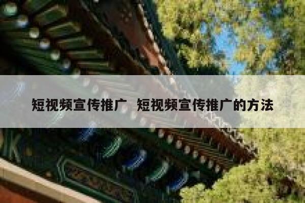 短视频宣传推广  短视频宣传推广的方法