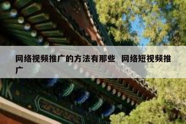 网络视频推广的方法有那些  网络短视频推广