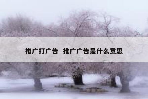 推广打广告  推广广告是什么意思