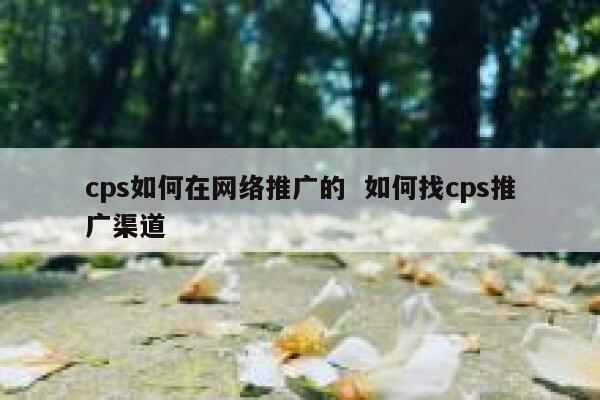 cps如何在网络推广的  如何找cps推广渠道
