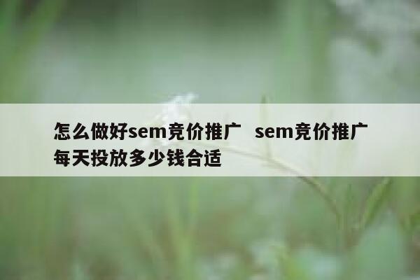 怎么做好sem竞价推广  sem竞价推广每天投放多少钱合适