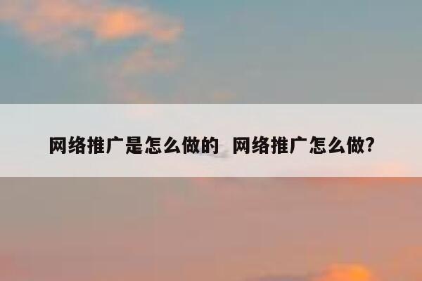 网络推广是怎么做的  网络推广怎么做? 第1张