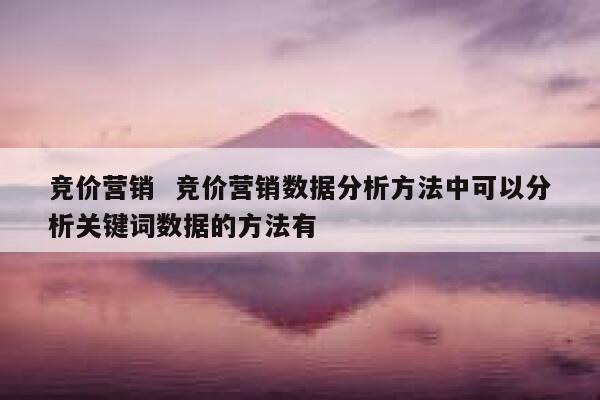 竞价营销  竞价营销数据分析方法中可以分析关键词数据的方法有