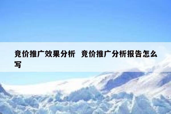 竞价推广效果分析  竞价推广分析报告怎么写