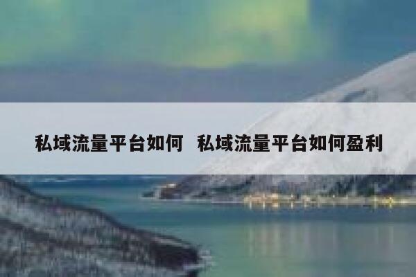 私域流量平台如何  私域流量平台如何盈利