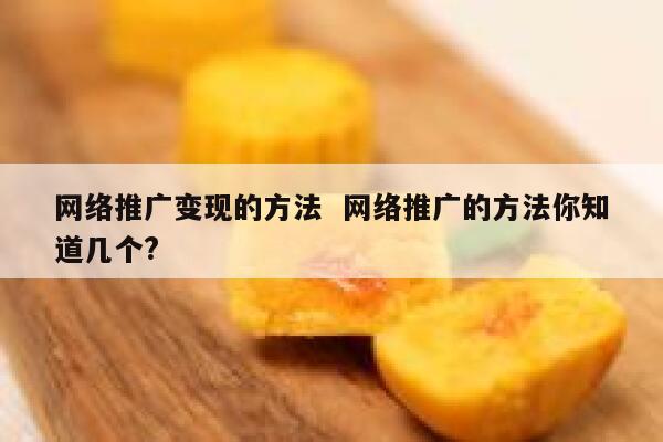 网络推广变现的方法  网络推广的方法你知道几个?