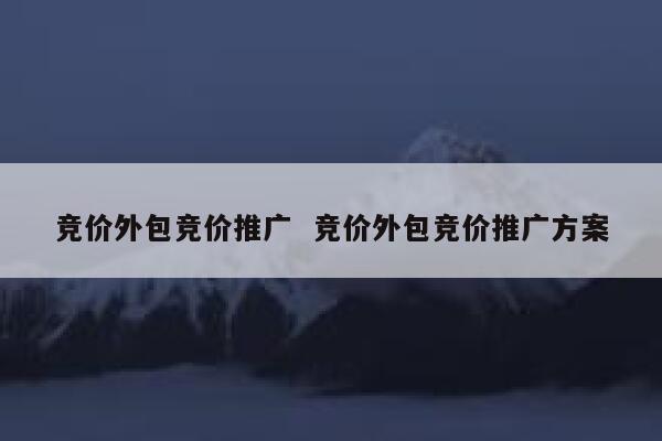 竞价外包竞价推广  竞价外包竞价推广方案