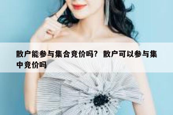 散户能参与集合竞价吗?  散户可以参与集中竞价吗