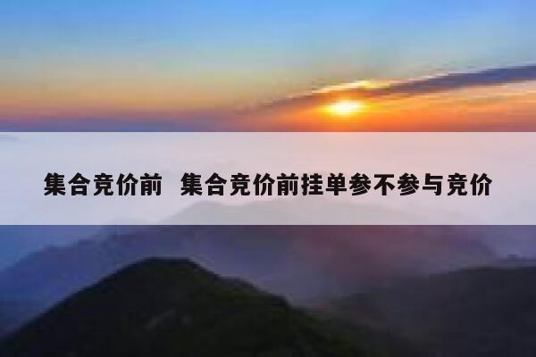 集合竞价前  集合竞价前挂单参不参与竞价