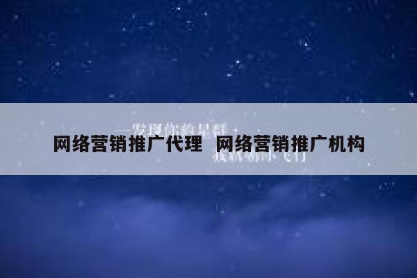 网络营销推广代理  网络营销推广机构