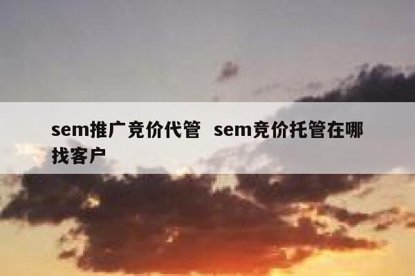 sem推广竞价代管  sem竞价托管在哪找客户 第1张