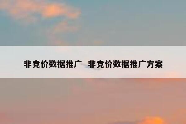非竞价数据推广  非竞价数据推广方案