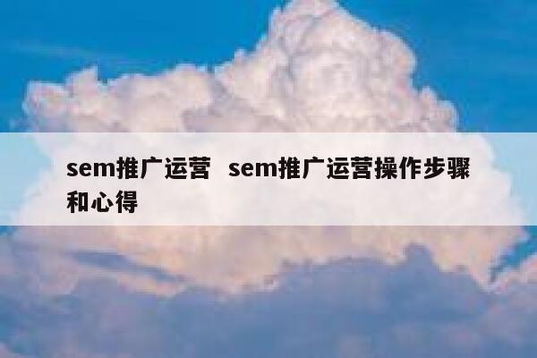 sem推广运营  sem推广运营操作步骤和心得