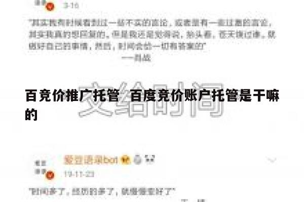 百竞价推广托管  百度竞价账户托管是干嘛的