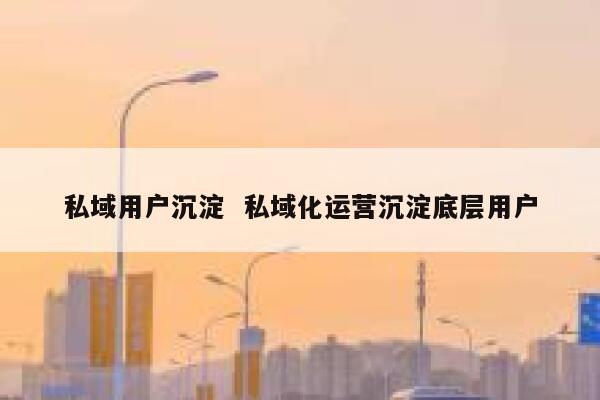 私域用户沉淀  私域化运营沉淀底层用户