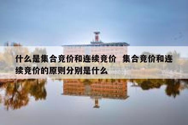 什么是集合竞价和连续竞价  集合竞价和连续竞价的原则分别是什么