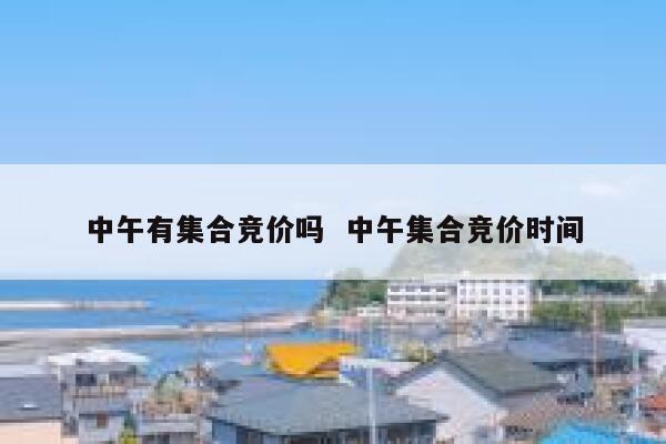 中午有集合竞价吗  中午集合竞价时间