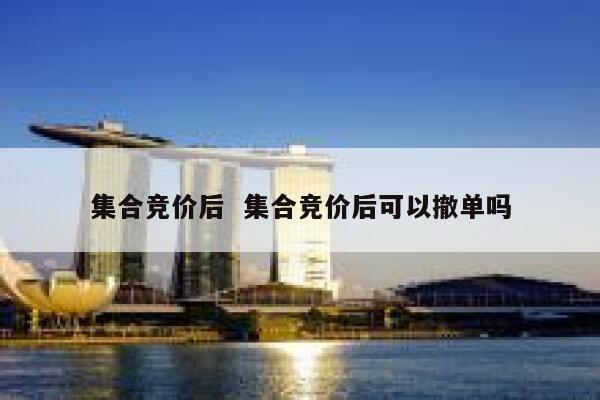 集合竞价后  集合竞价后可以撤单吗 第1张