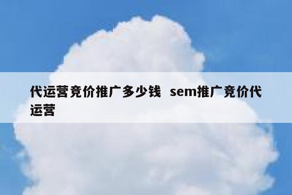 代运营竞价推广多少钱  sem推广竞价代运营