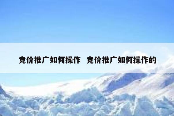 竞价推广如何操作  竞价推广如何操作的