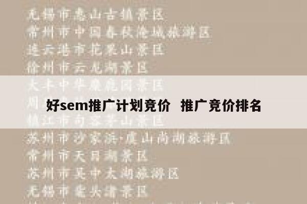 好sem推广计划竞价  推广竞价排名