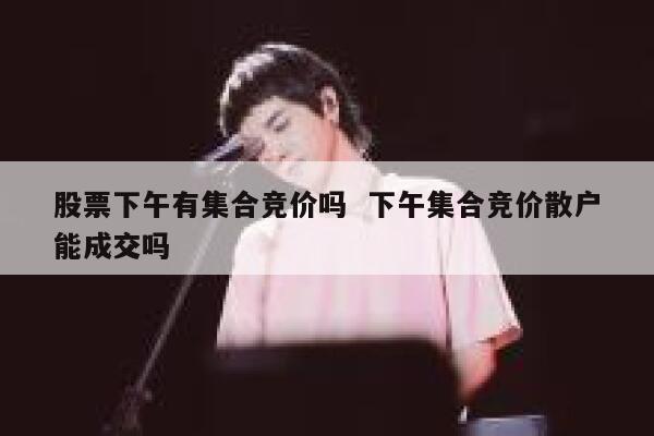 股票下午有集合竞价吗  下午集合竞价散户能成交吗