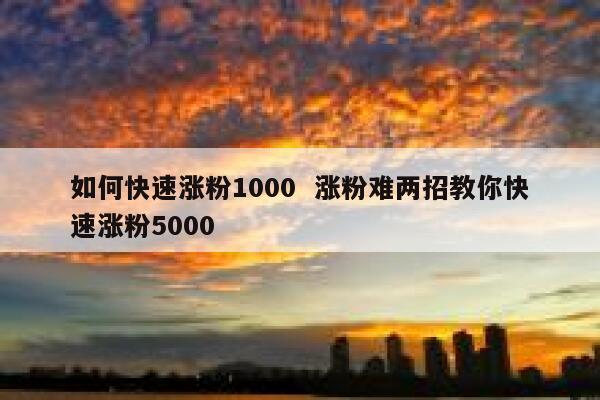如何快速涨粉1000  涨粉难两招教你快速涨粉5000