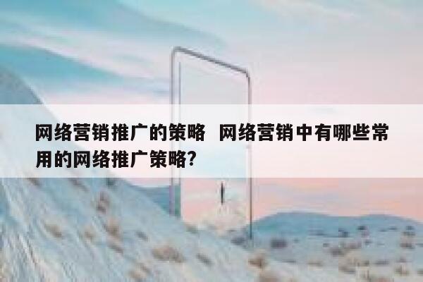 网络营销推广的策略  网络营销中有哪些常用的网络推广策略?