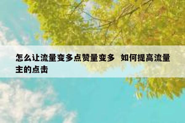 怎么让流量变多点赞量变多  如何提高流量主的点击 第1张