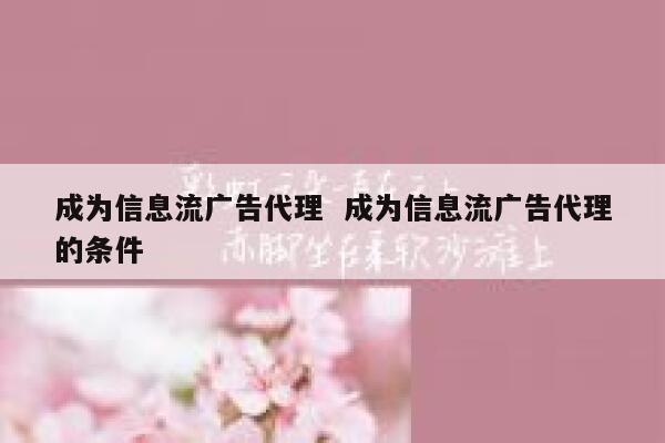 成为信息流广告代理  成为信息流广告代理的条件 第1张