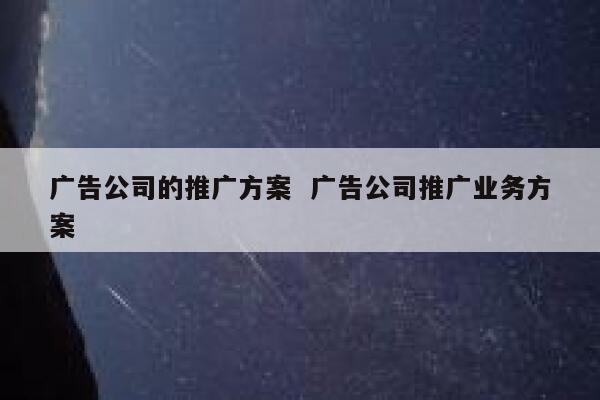 广告公司的推广方案  广告公司推广业务方案