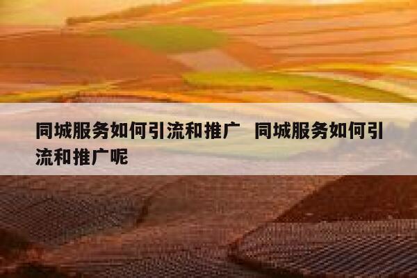 同城服务如何引流和推广  同城服务如何引流和推广呢