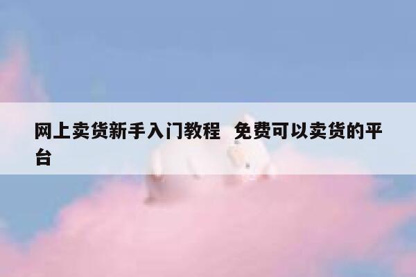 网上卖货新手入门教程  免费可以卖货的平台