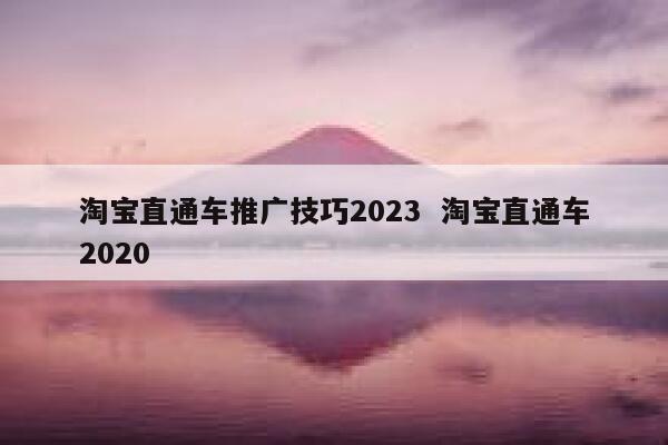 淘宝直通车推广技巧2023  淘宝直通车2020