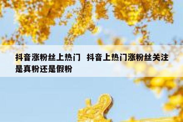 抖音涨粉丝上热门  抖音上热门涨粉丝关注是真粉还是假粉