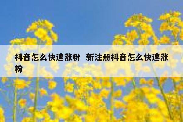 抖音怎么快速涨粉  新注册抖音怎么快速涨粉